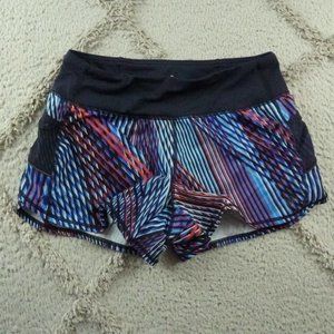 Athleta Athletic Shorts Womens Small Stripes Blue Gym Yoga Running Walking